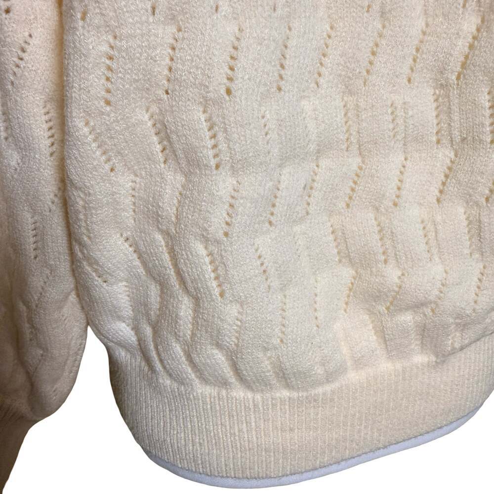 FRNCH Paris Cream Ruffle Shoulder Mock Neck Sweater Size S - Picture 5 of 8